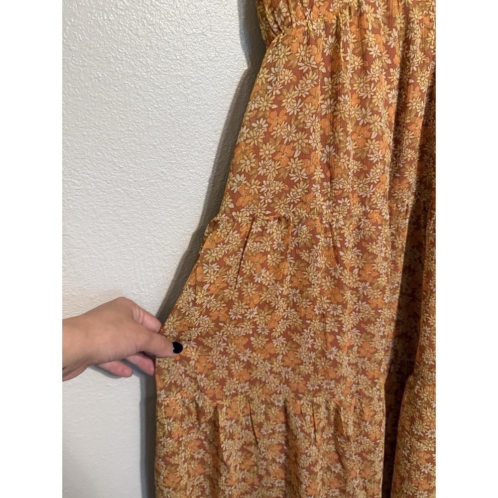 Madewell Floral Georgette Ruffle-Sleeve Tiered Midi Dress Daisy Meadow Size 14 - Picture 5 of 13